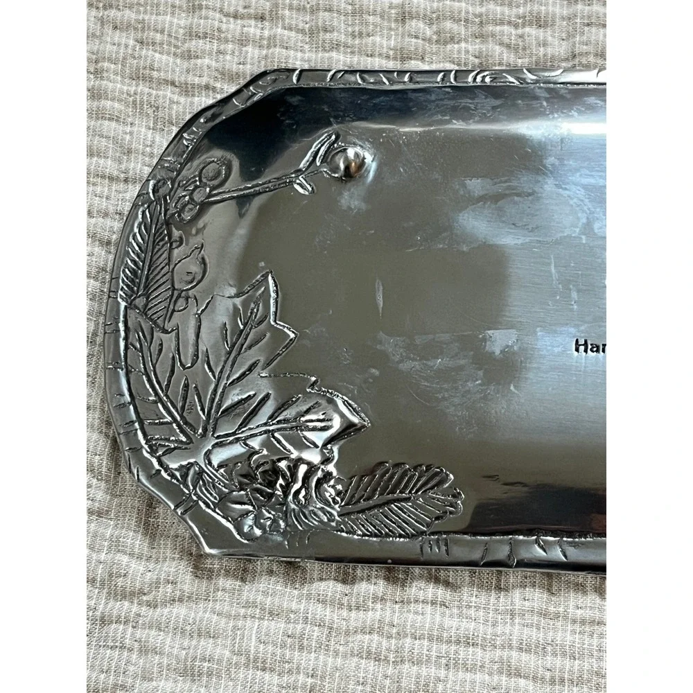 Arthur Court 2007 Aluminum Pinecone Oak Leaf Rectangular Serving Tray 11.5 Inch